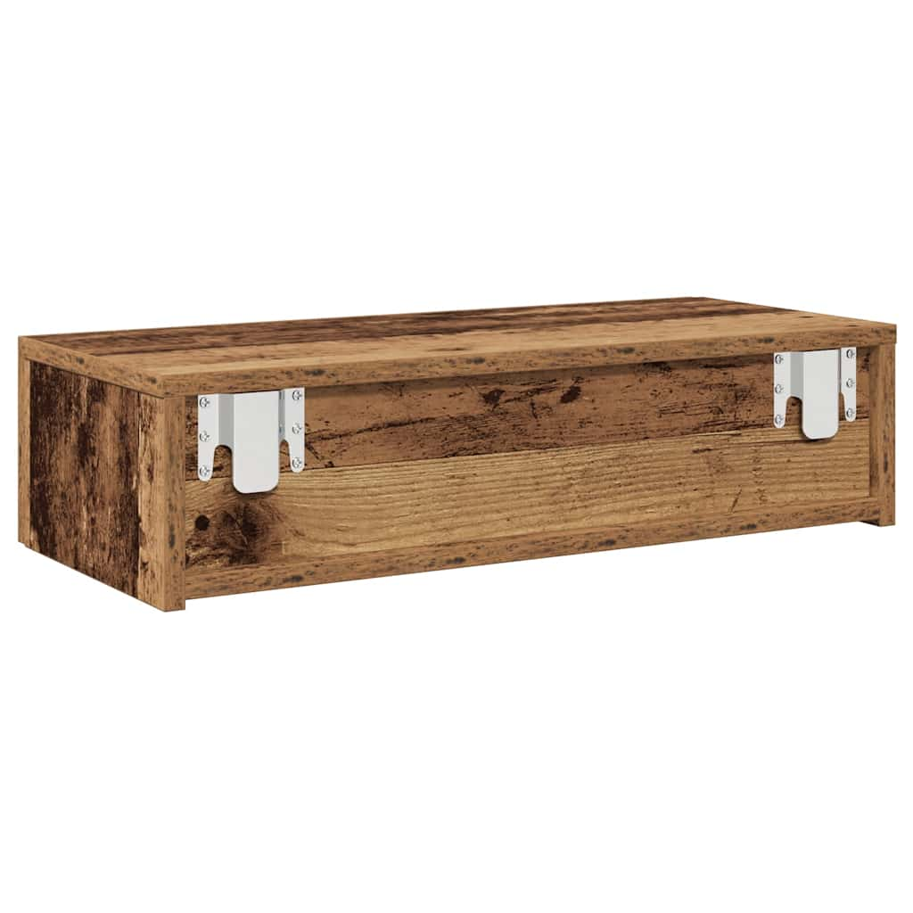 vidaXL Wall Shelf with Drawers Old Wood 60x26.5x15 cm Engineered Wood