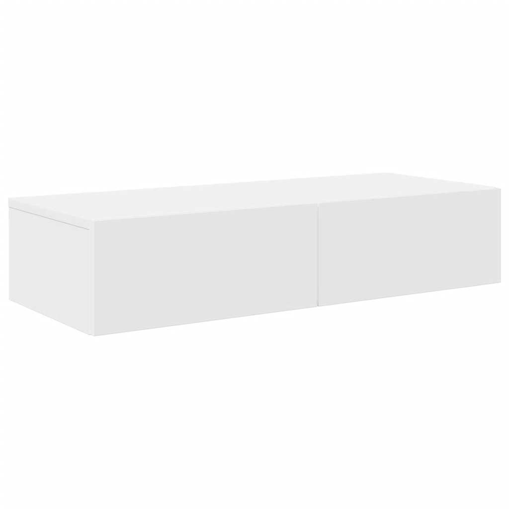 vidaXL Wall Shelf with Drawers White 80x33x17 cm Engineered Wood