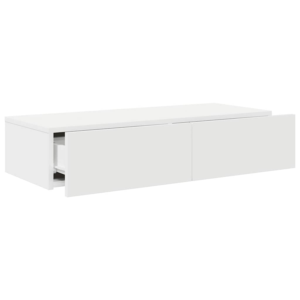 vidaXL Wall Shelf with Drawers White 80x33x17 cm Engineered Wood