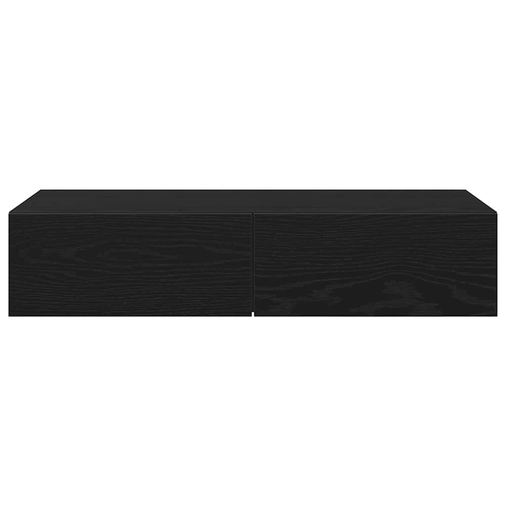 vidaXL Wall Shelf with Drawers Black 80x33x17 cm Engineered Wood