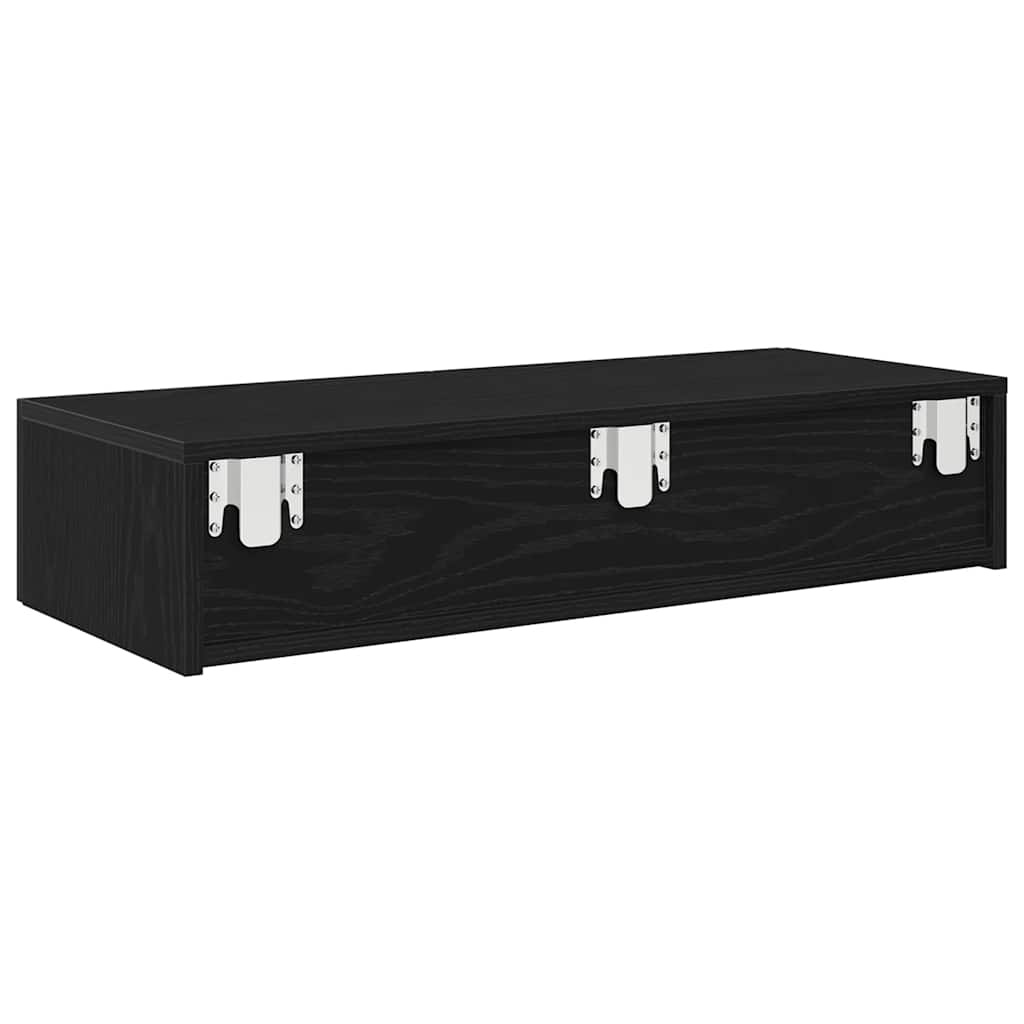 vidaXL Wall Shelf with Drawers Black 80x33x17 cm Engineered Wood