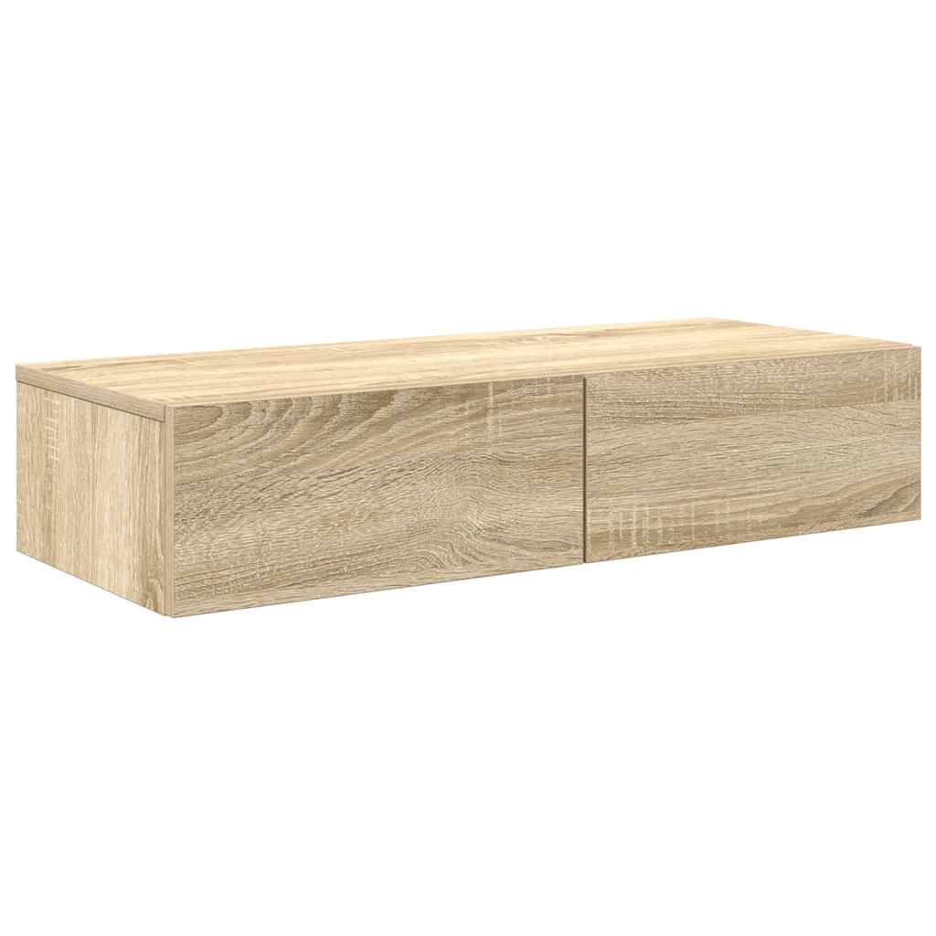 vidaXL Wall Shelf with Drawers Sonoma Oak 80x33x17 cm Engineered Wood