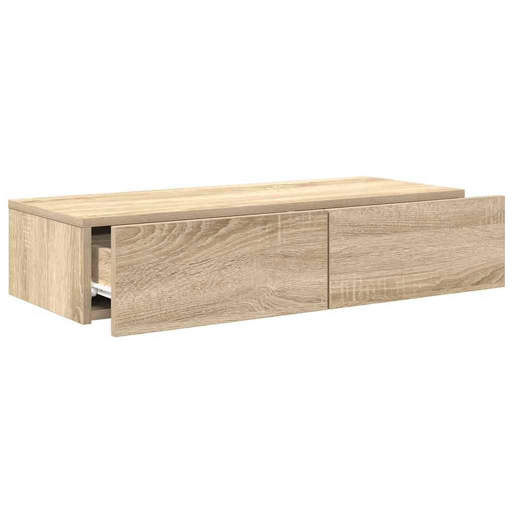 vidaXL Wall Shelf with Drawers Sonoma Oak 80x33x17 cm Engineered Wood