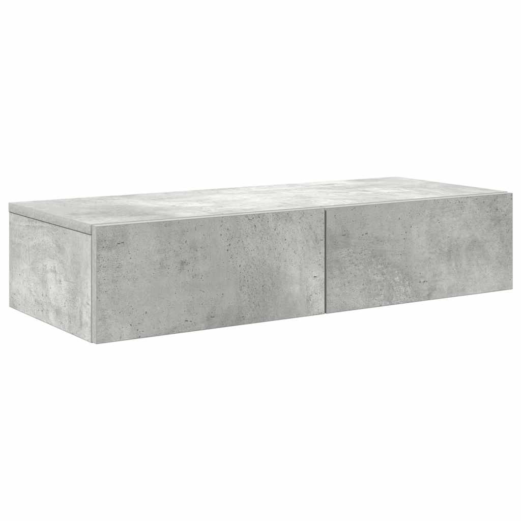 vidaXL Wall Shelf with Drawers Concrete Grey 80x33x17 cm Engineered Wood