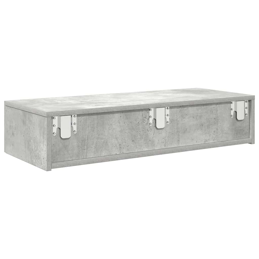 vidaXL Wall Shelf with Drawers Concrete Grey 80x33x17 cm Engineered Wood