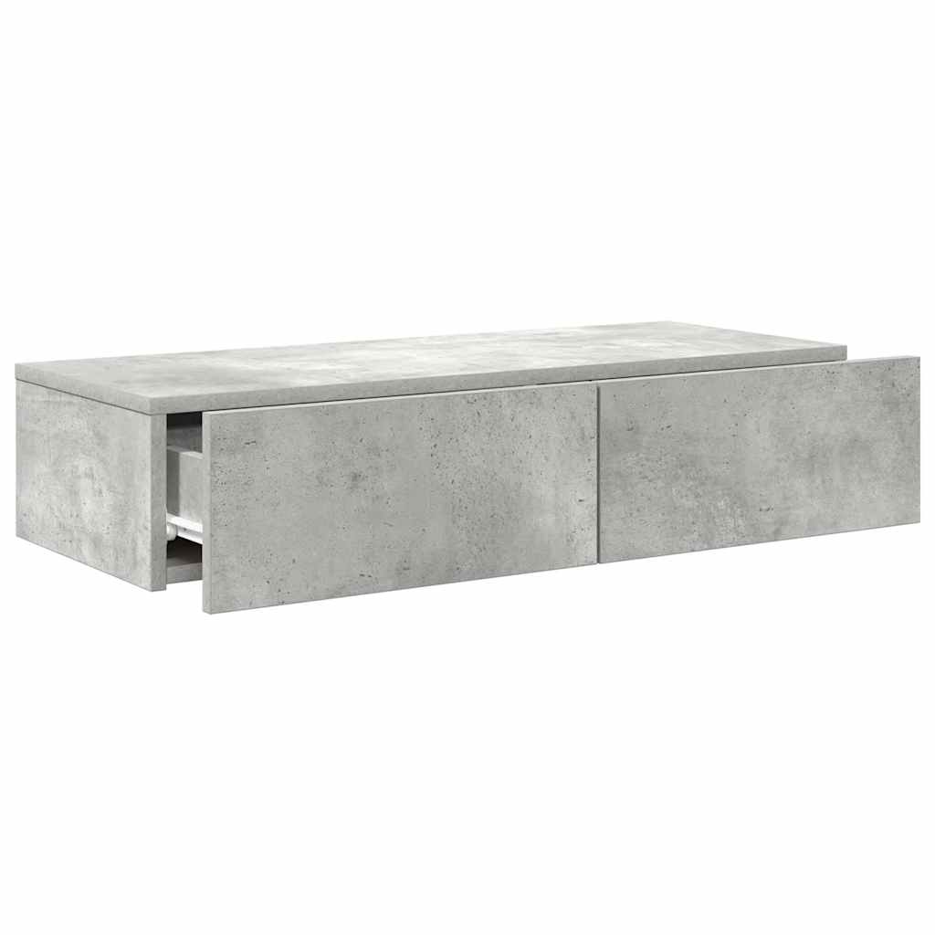 vidaXL Wall Shelf with Drawers Concrete Grey 80x33x17 cm Engineered Wood