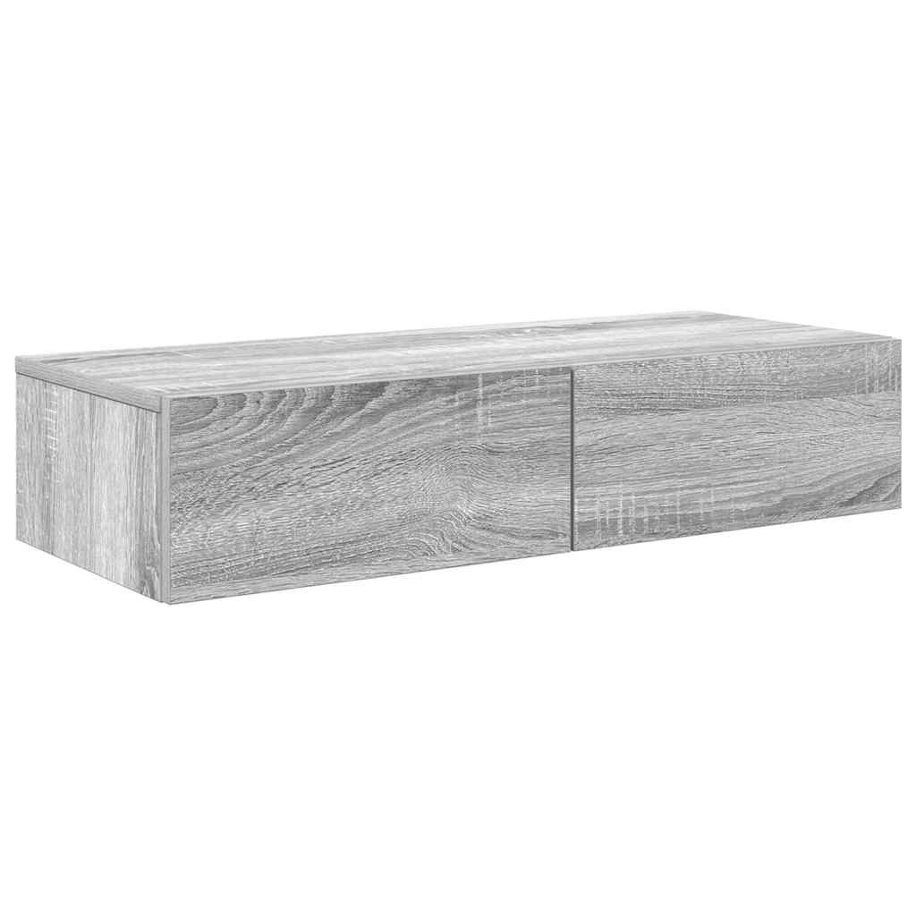 vidaXL Wall Shelf with Drawers Grey Sonoma 80x33x17 cm Engineered Wood