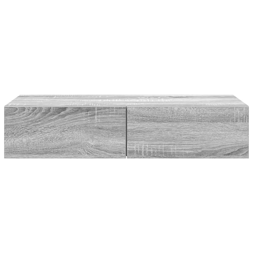 vidaXL Wall Shelf with Drawers Grey Sonoma 80x33x17 cm Engineered Wood