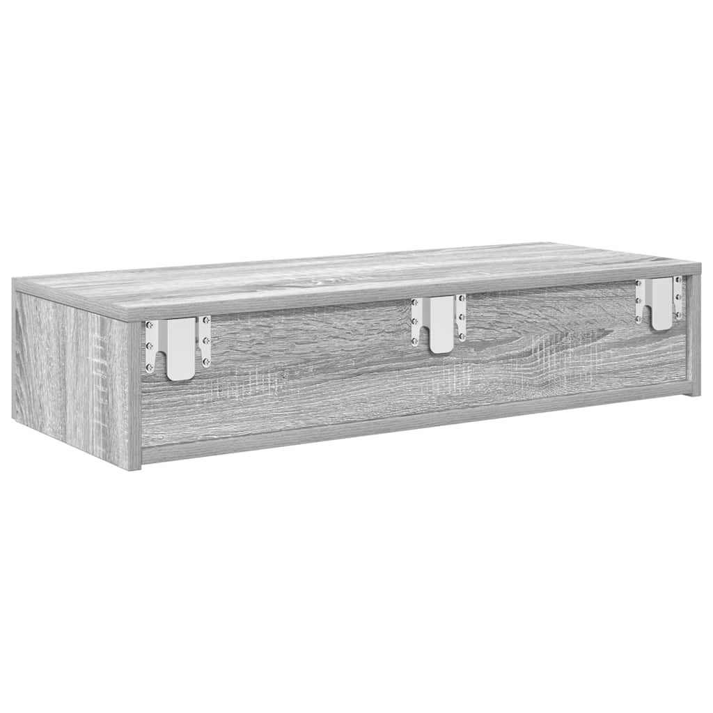 vidaXL Wall Shelf with Drawers Grey Sonoma 80x33x17 cm Engineered Wood