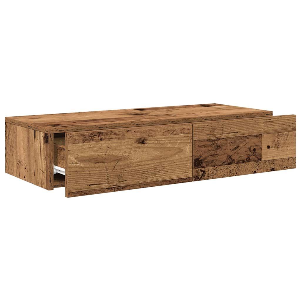 vidaXL Wall Shelf with Drawers Old Wood 80x33x17 cm Engineered Wood