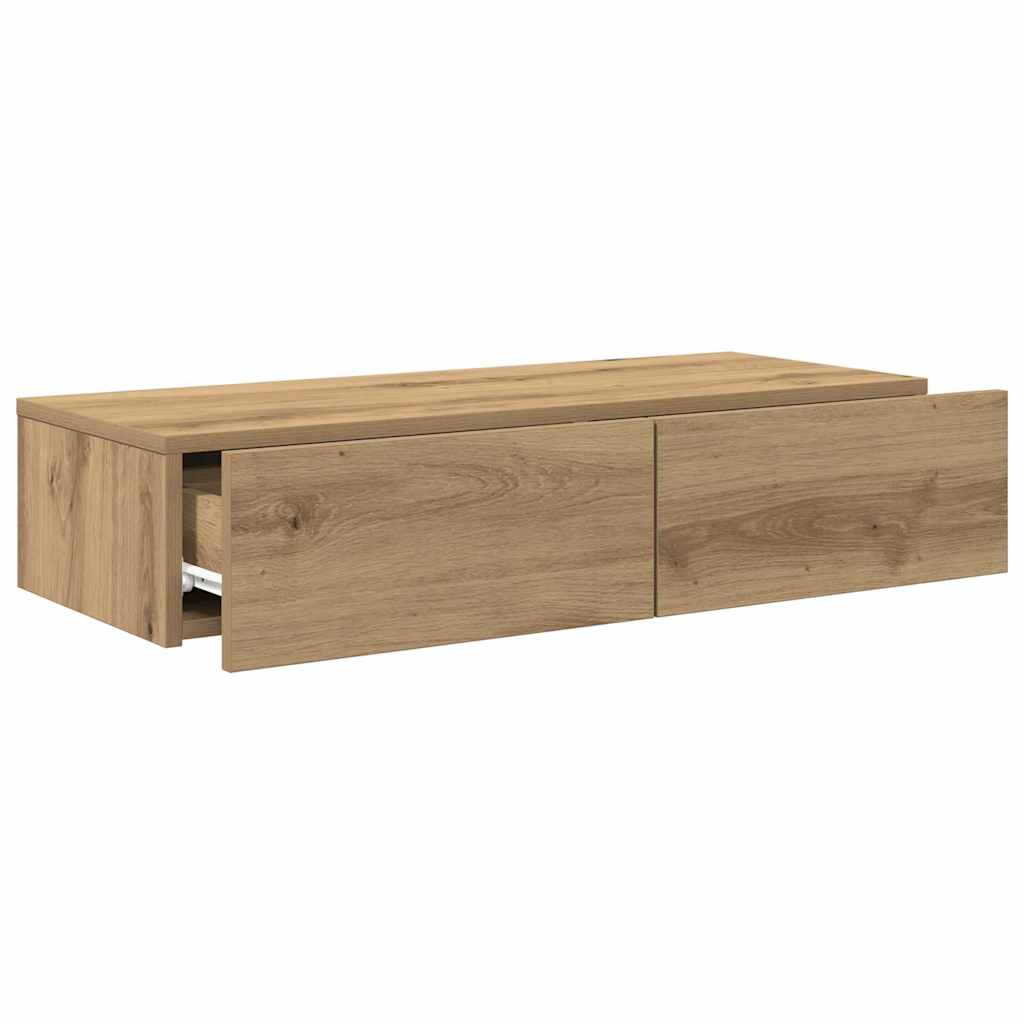 Wall Shelf with Drawers Artisian Oak 80x33x17 cm Engineered Wood