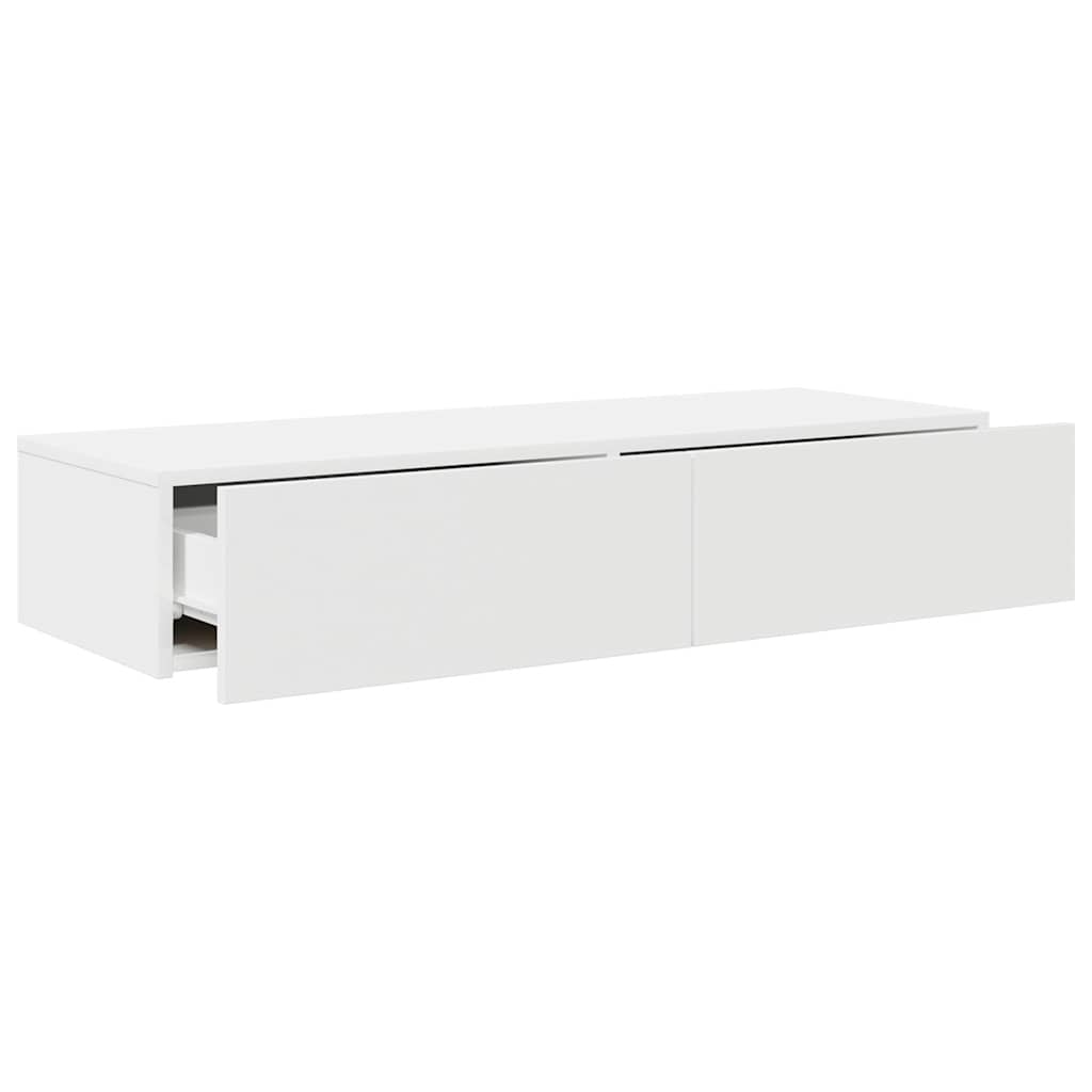 vidaXL Wall Shelf with Drawers White 100x36x19 cm Engineered Wood