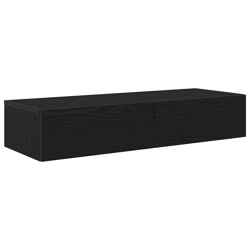 vidaXL Wall Shelf with Drawers Black 100x36x19 cm Engineered Wood