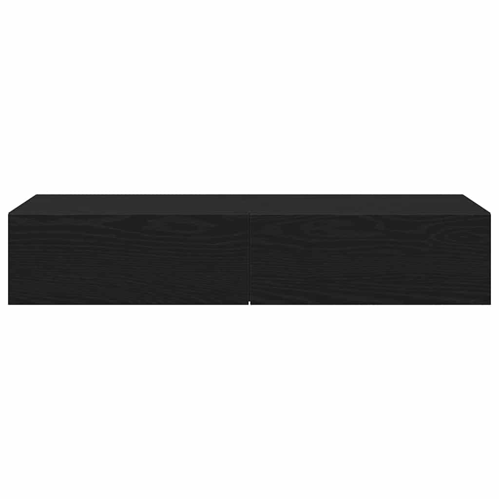 vidaXL Wall Shelf with Drawers Black 100x36x19 cm Engineered Wood