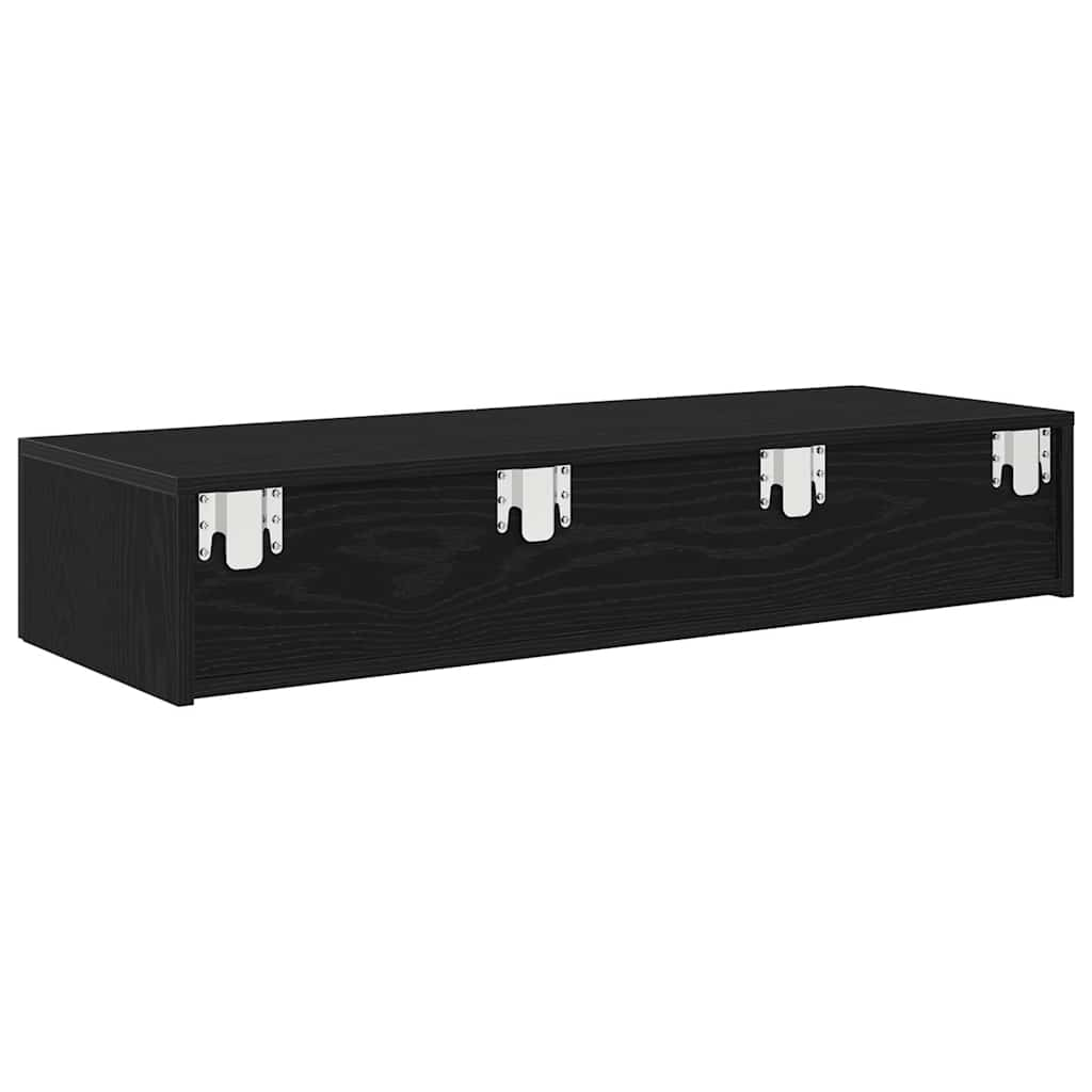 vidaXL Wall Shelf with Drawers Black 100x36x19 cm Engineered Wood