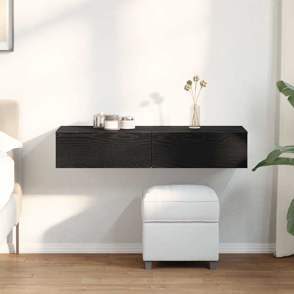 vidaXL Wall Shelf with Drawers Black 100x36x19 cm Engineered Wood