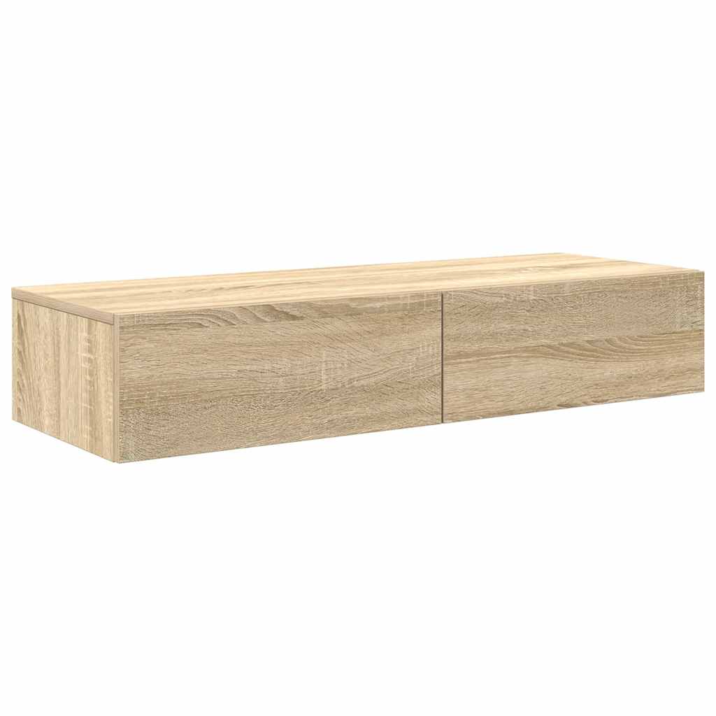 vidaXL Wall Shelf with Drawers Sonoma Oak 100x36x19 cm Engineered Wood