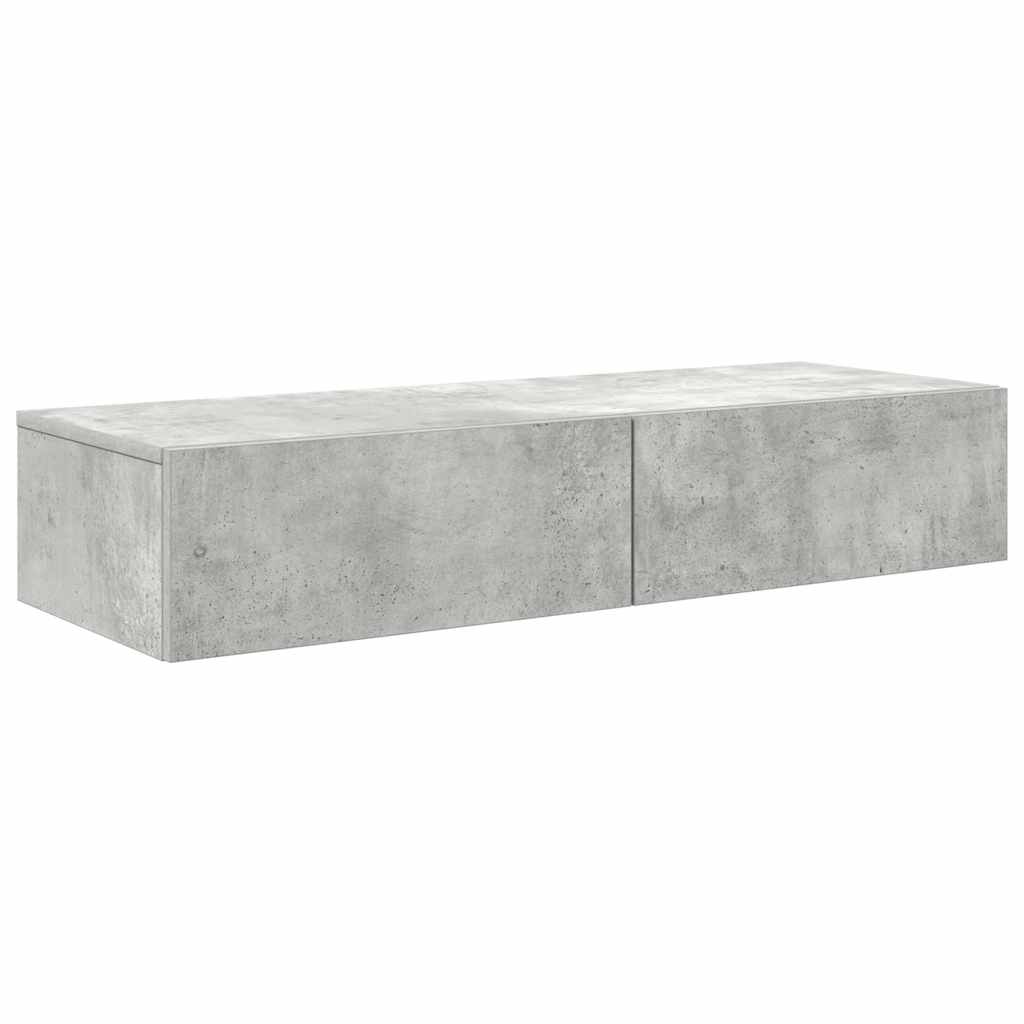 vidaXL Wall Shelf with Drawers Concrete Grey 100x36x19 cm Engineered Wood