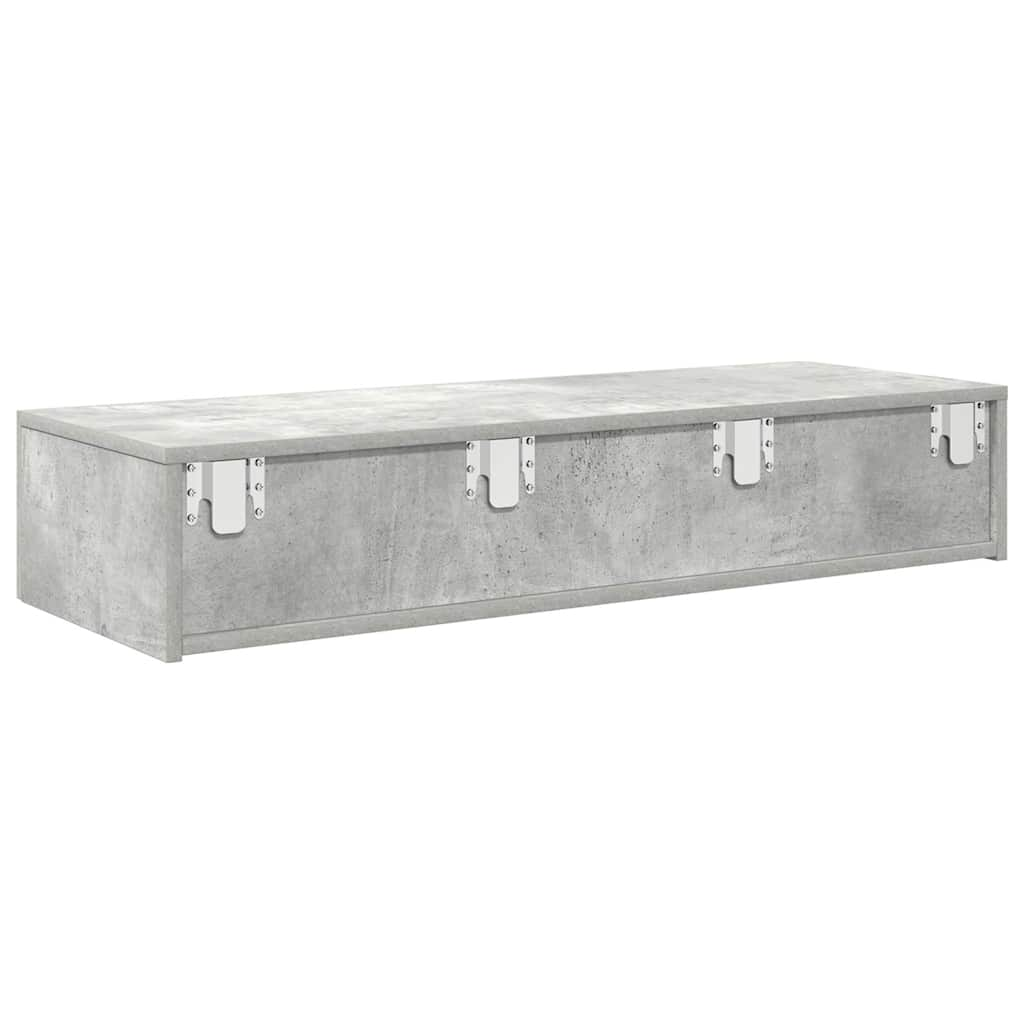 vidaXL Wall Shelf with Drawers Concrete Grey 100x36x19 cm Engineered Wood