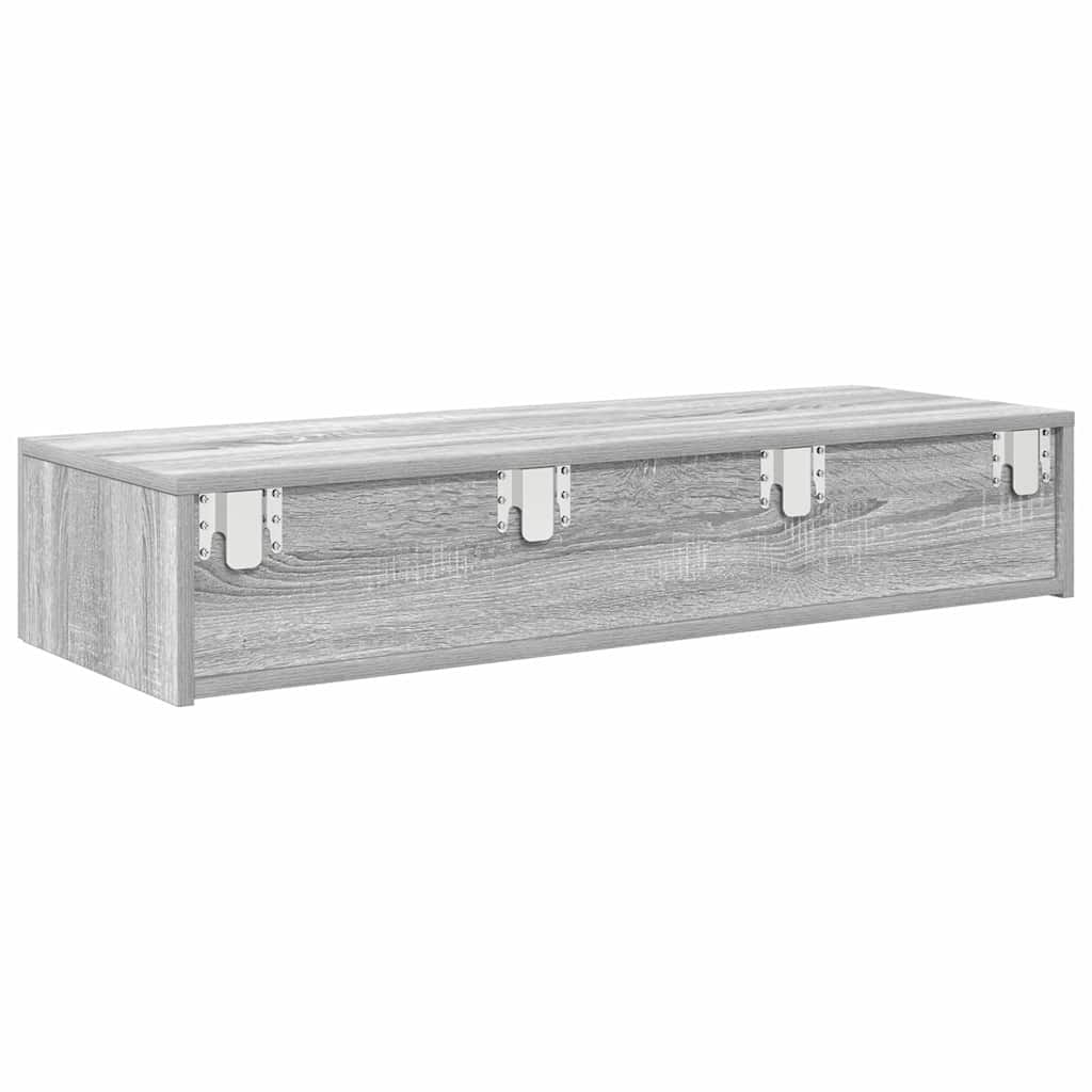 vidaXL Wall Shelf with Drawers Grey Sonoma 100x36x19 cm Engineered Wood