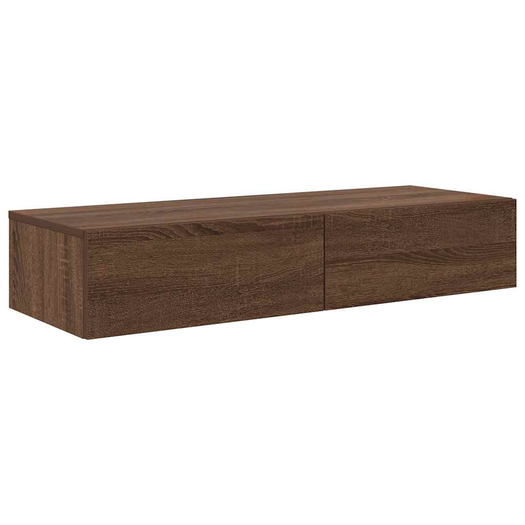 vidaXL Wall Shelf with Drawers Brown Oak 100x36x19 cm Engineered Wood