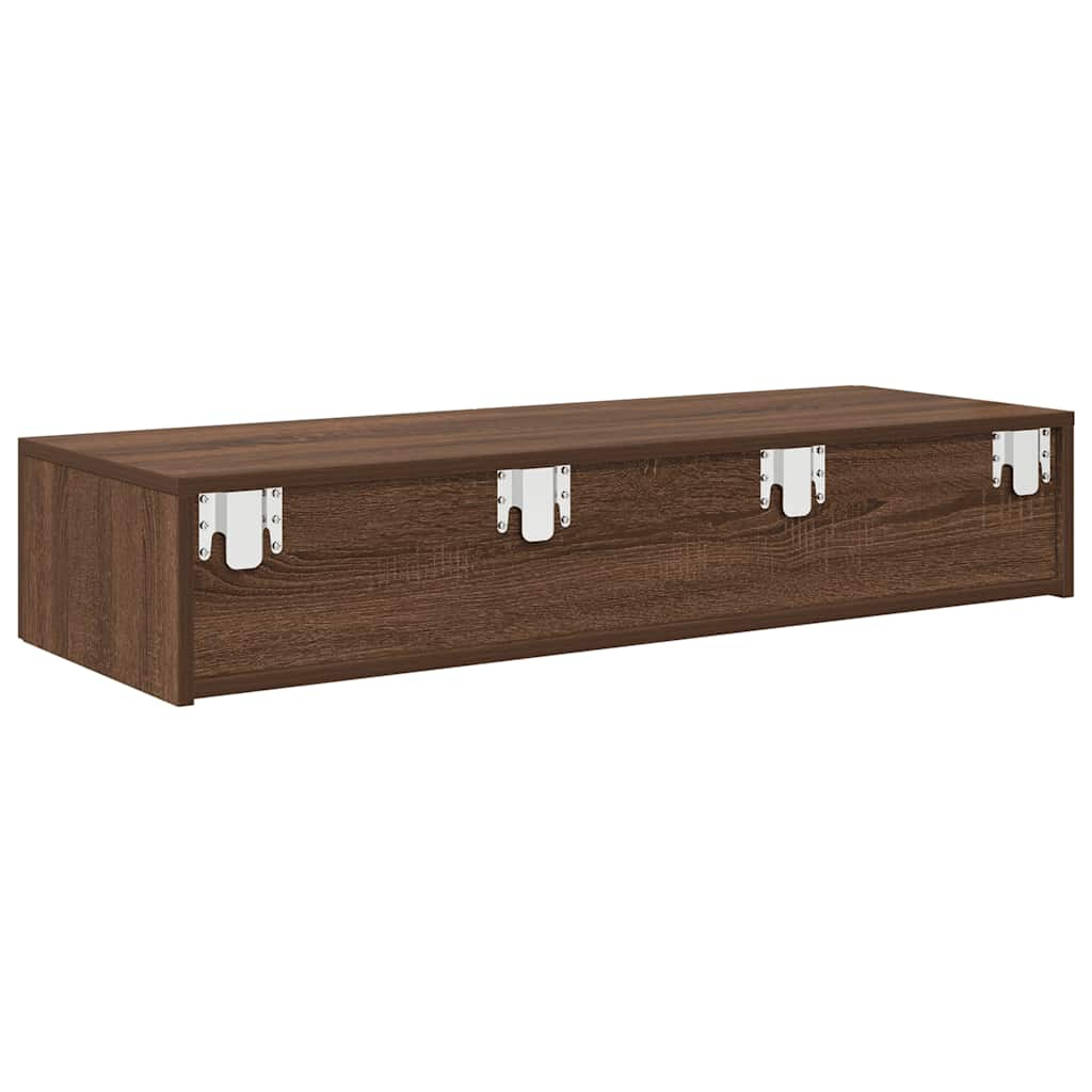 vidaXL Wall Shelf with Drawers Brown Oak 100x36x19 cm Engineered Wood