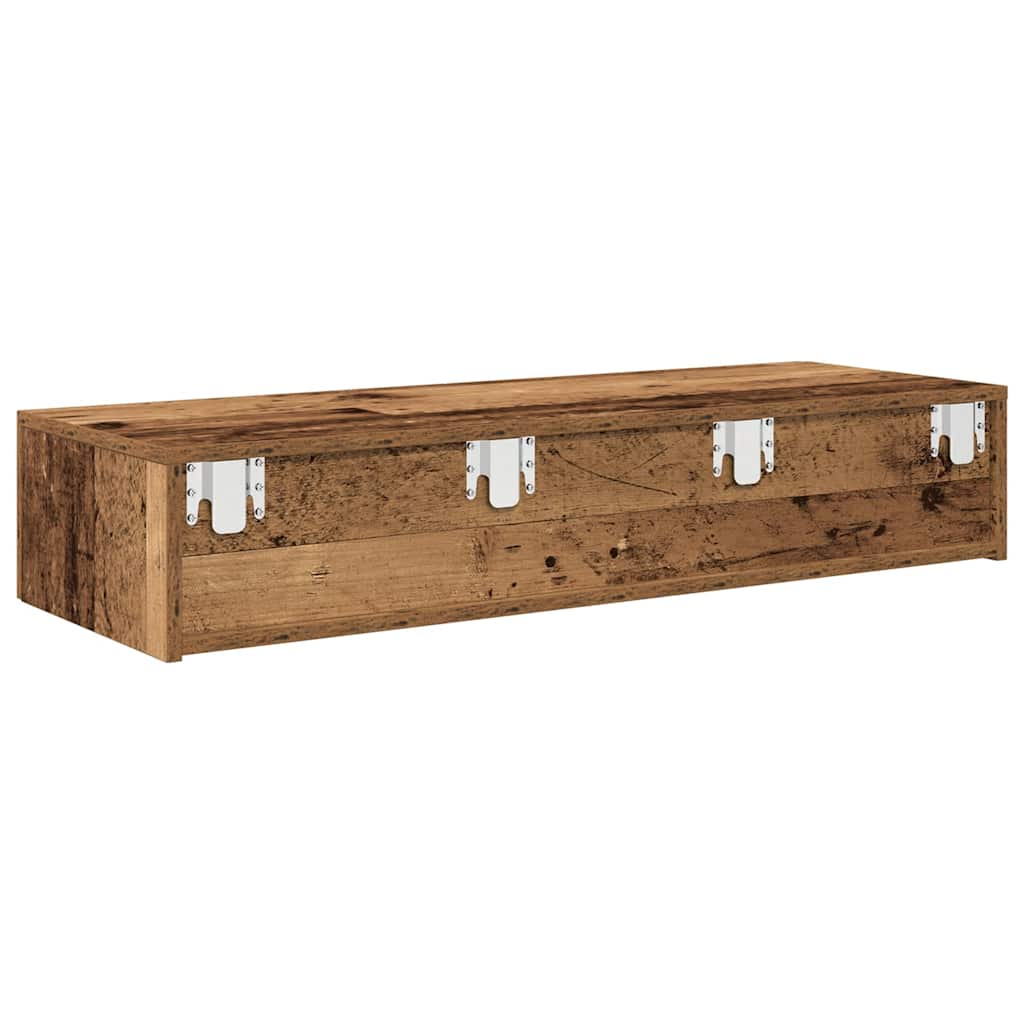 vidaXL Wall Shelf with Drawers Old Wood 100x36x19 cm Engineered Wood