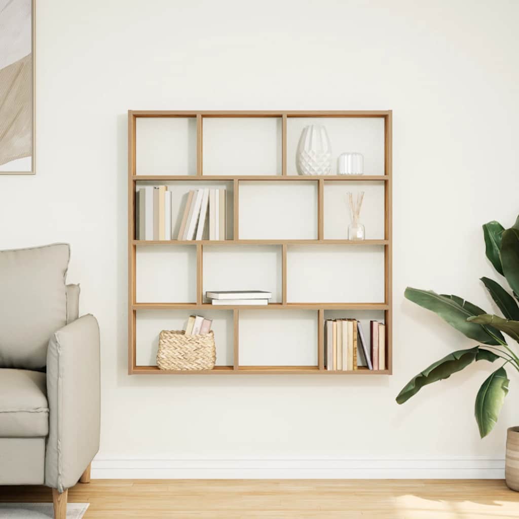 Wall Cube Shelf 12 Compartments Artisian Oak Engineered Wood