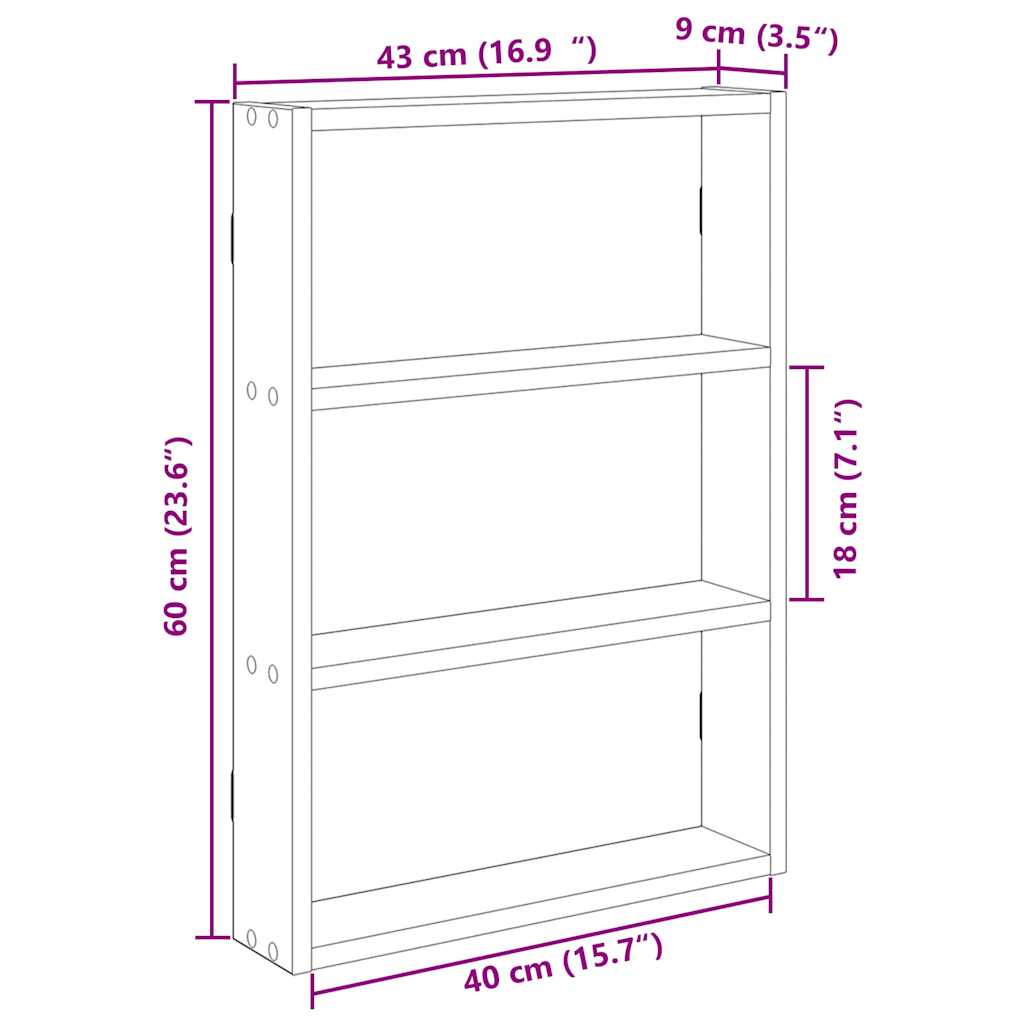 Wall Shelf Artisan Oak 43x9x60 cm Engineered Wood