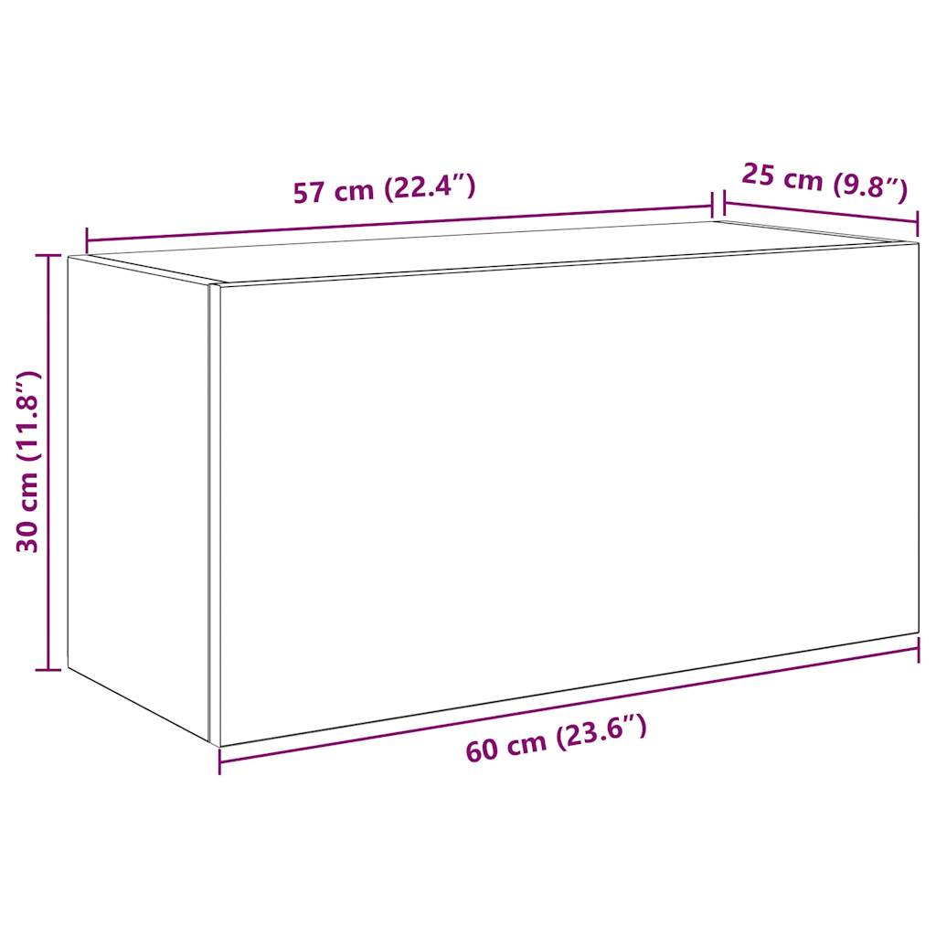 vidaXL Bathroom Wall Cabinet White 60x25x30 cm Engineered Wood