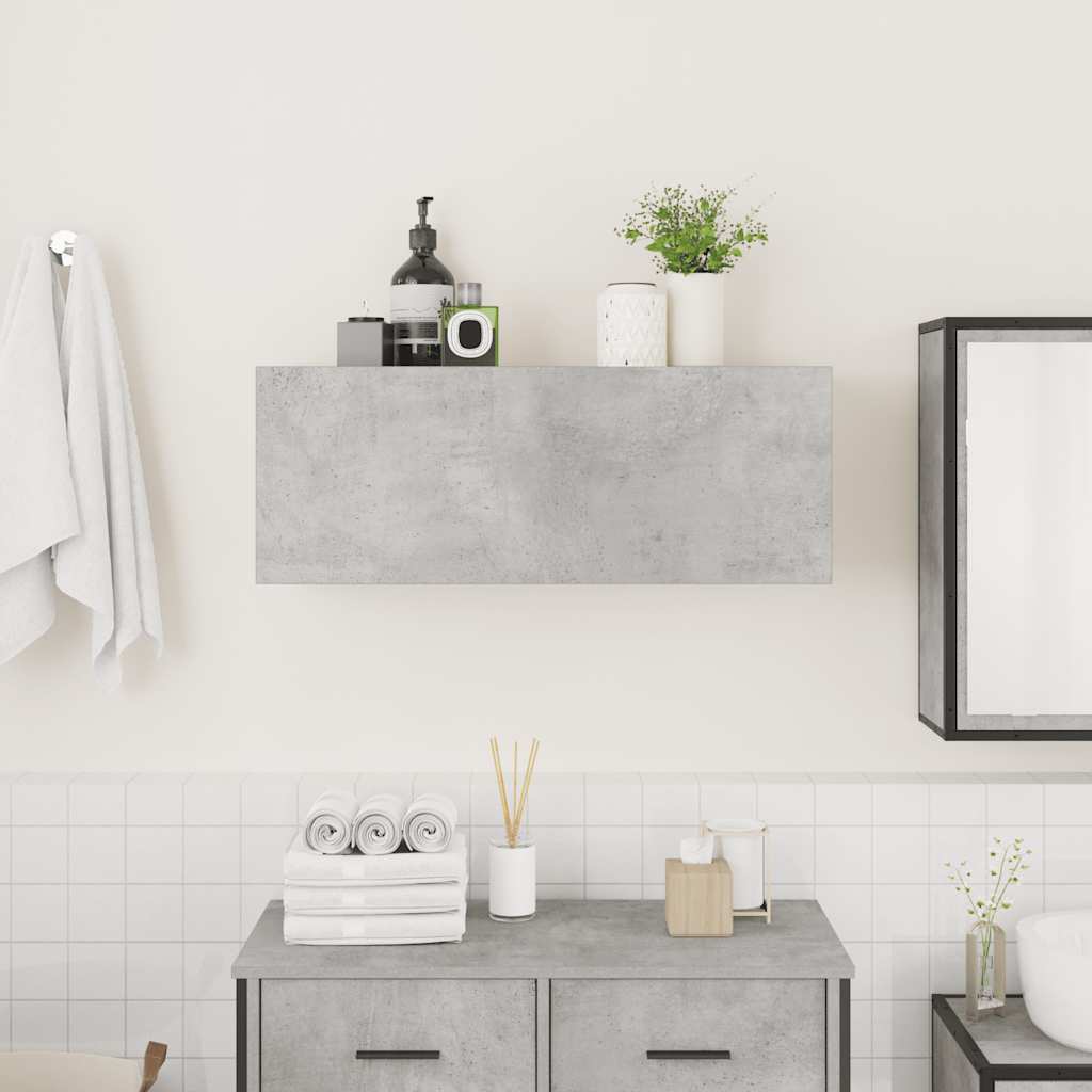 vidaXL Bathroom Wall Cabinet Concrete Grey 80x25x30 cm Engineered Wood