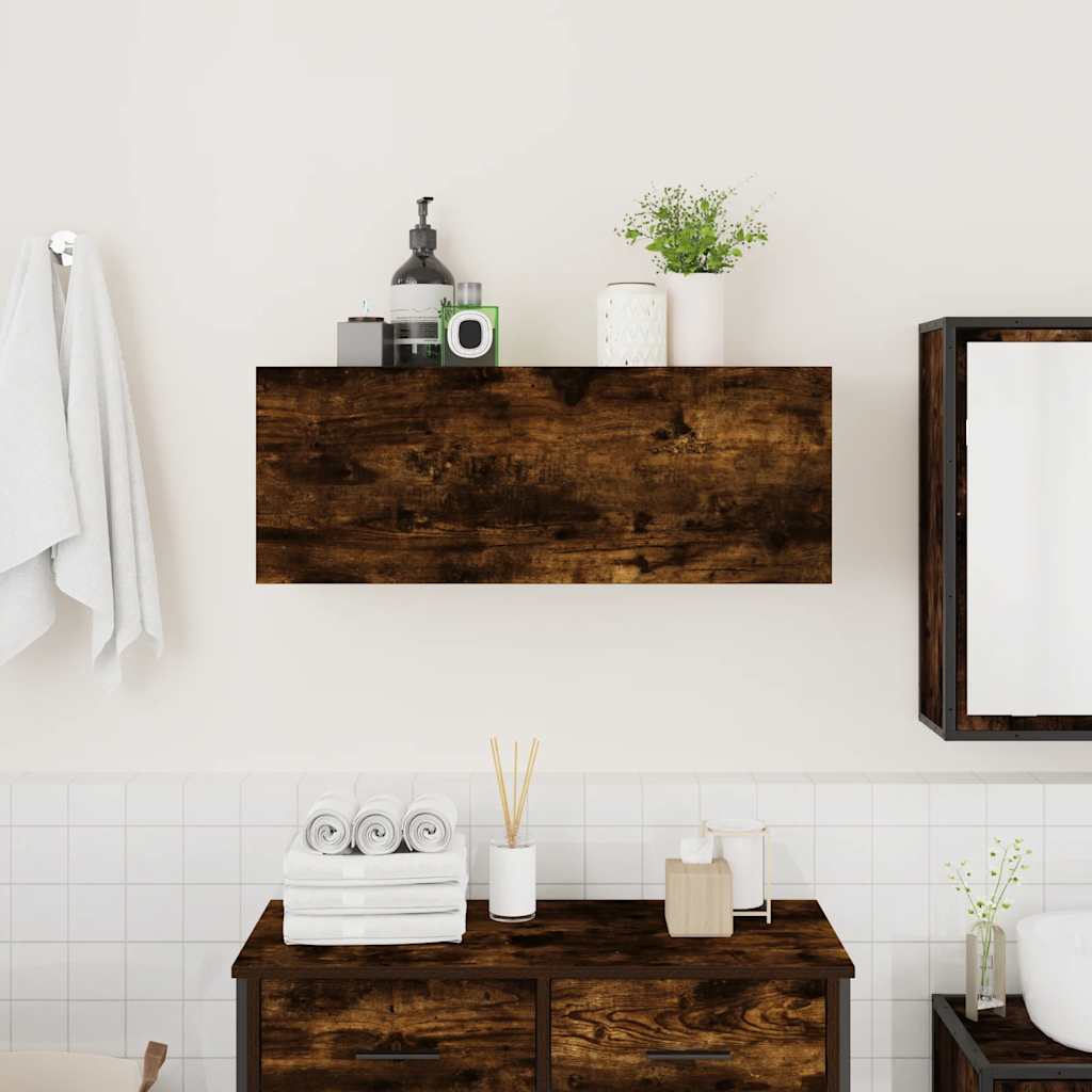 vidaXL Bathroom Wall Cabinet Smoked Oak 80x25x30 cm Engineered Wood