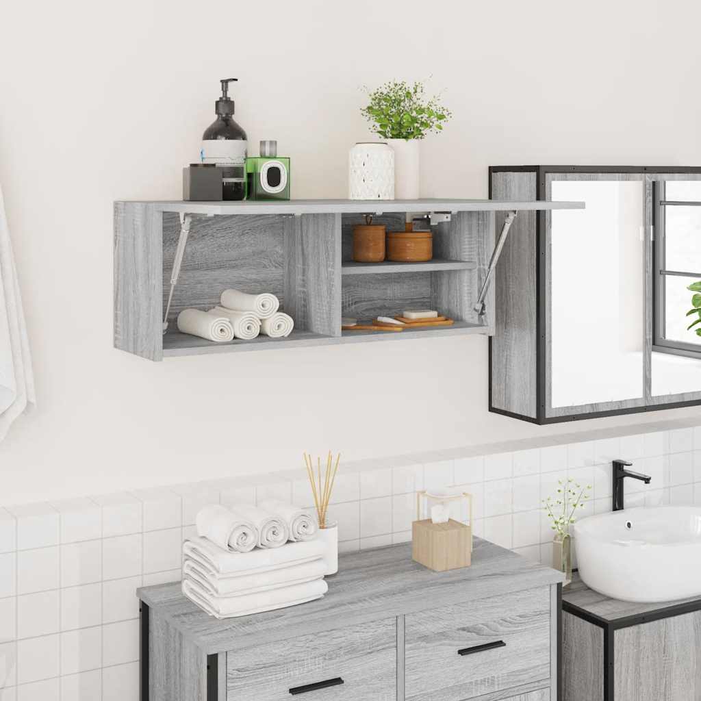 Bathroom Wall Cabinet Grey Sonoma 80x25x30 cm Engineered Wood