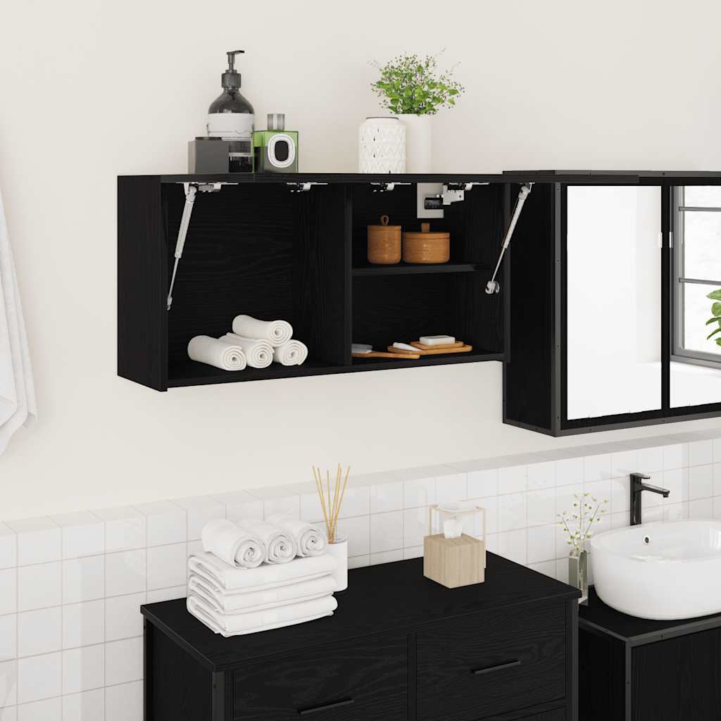 Bathroom Wall Cabinet Black 80x25x40 cm Engineered Wood
