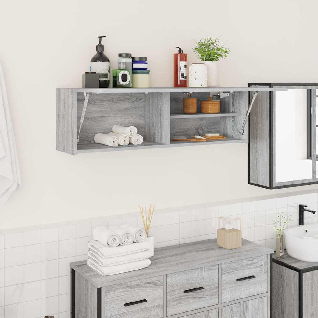Bathroom Wall Cabinet Grey Sonoma 100x25x30 cm Engineered Wood