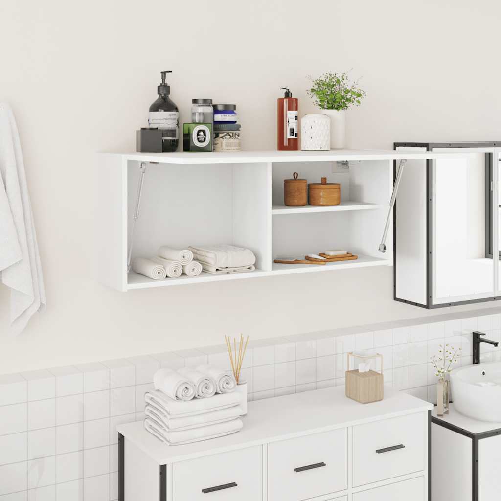 vidaXL Bathroom Wall Cabinet White 100x25x40 cm Engineered Wood