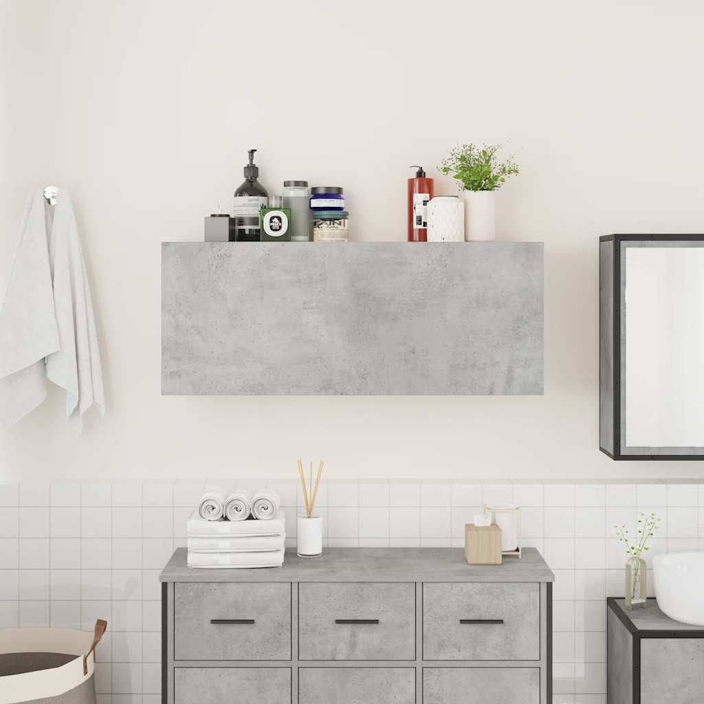 Bathroom Wall Cabinet Concrete Grey 100x25x40 cm Engineered Wood