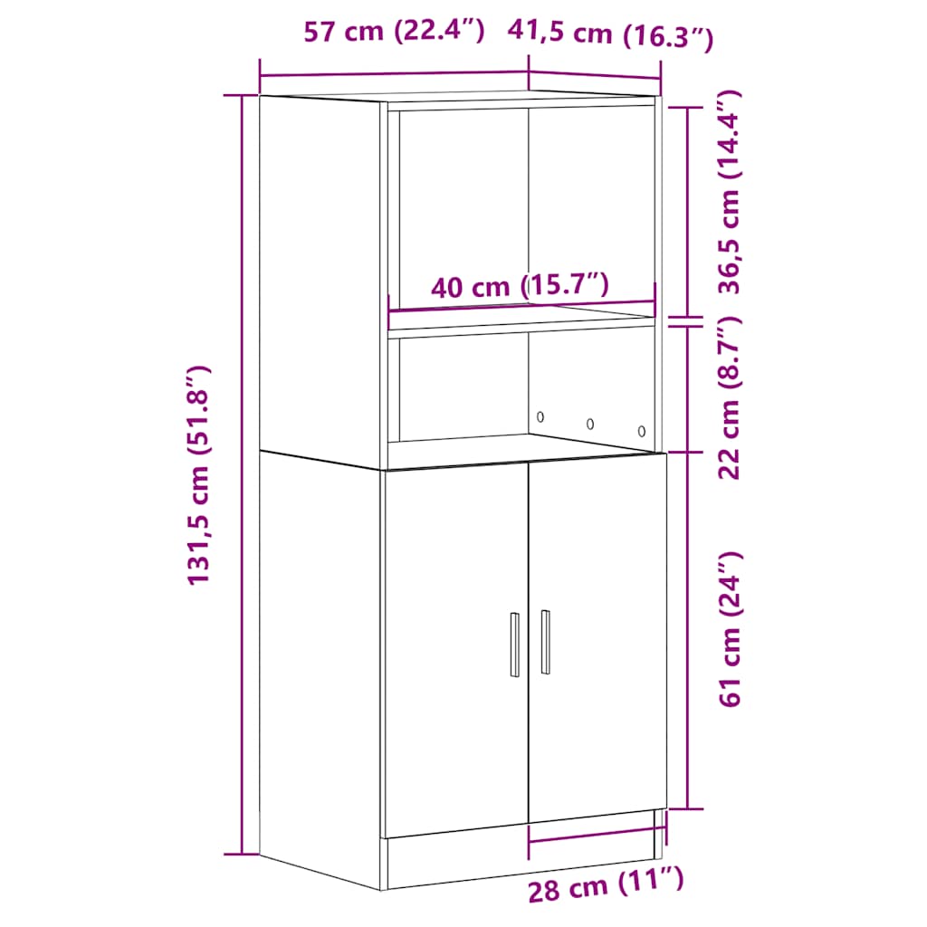Kitchen Cabinet Artisan Oak 57x41.5x131.5 cm Engineered Wood