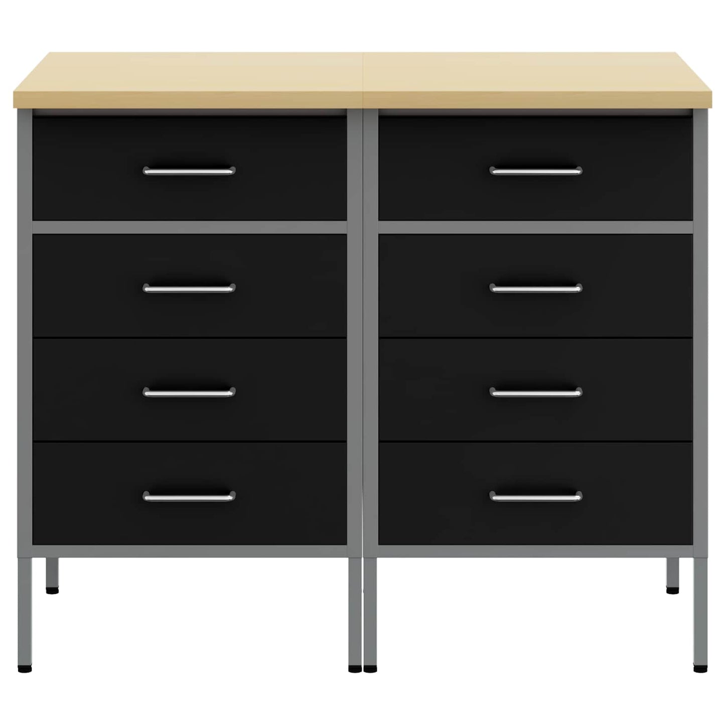Work Cabinet with Drawer 2 pcs Black and Grey 100 x 55 x 85 cm
