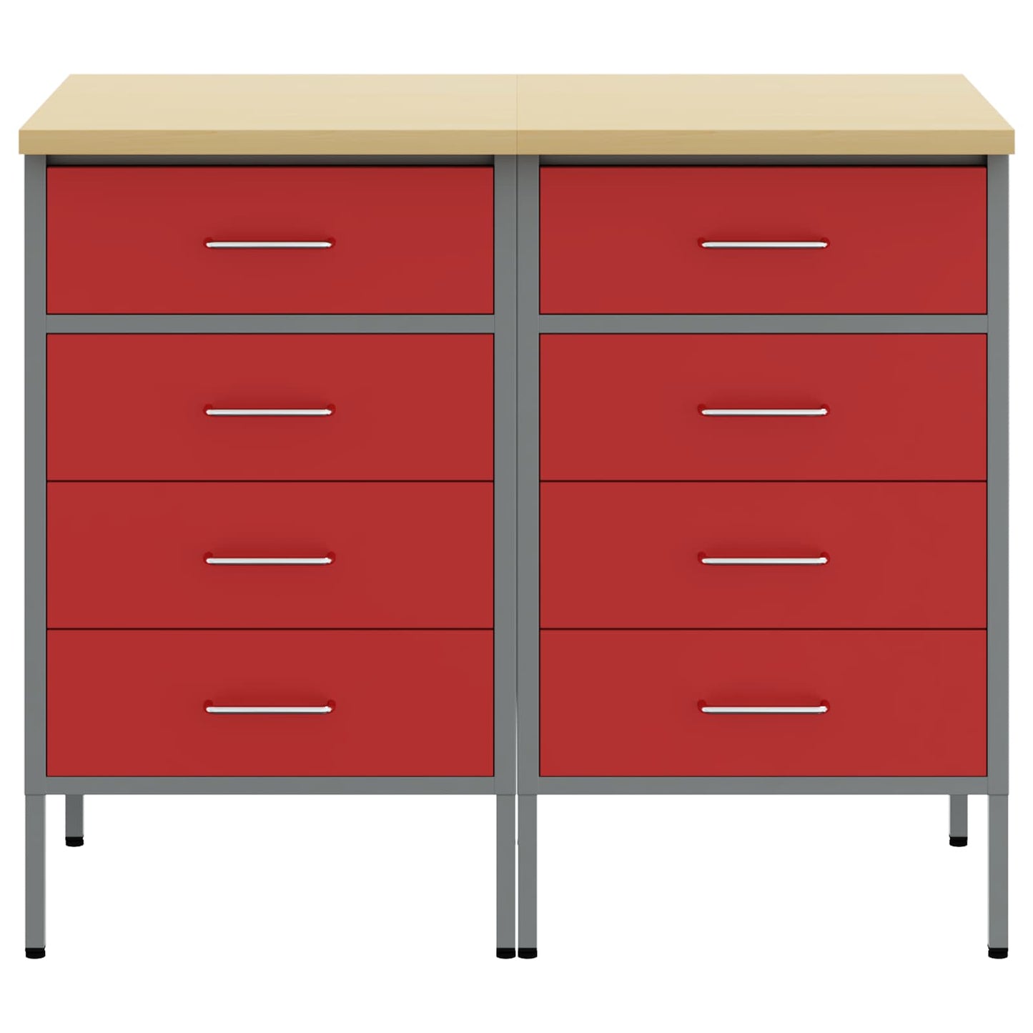 Work Cabinet with Drawer 2 pcs Red and Grey 100 x 55 x 85 cm
