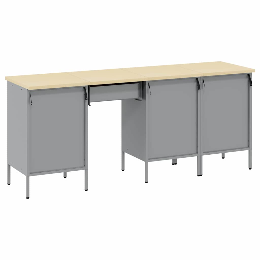 Work Cabinet with Drawer 4 pcs Black Engineered Wood and Steel