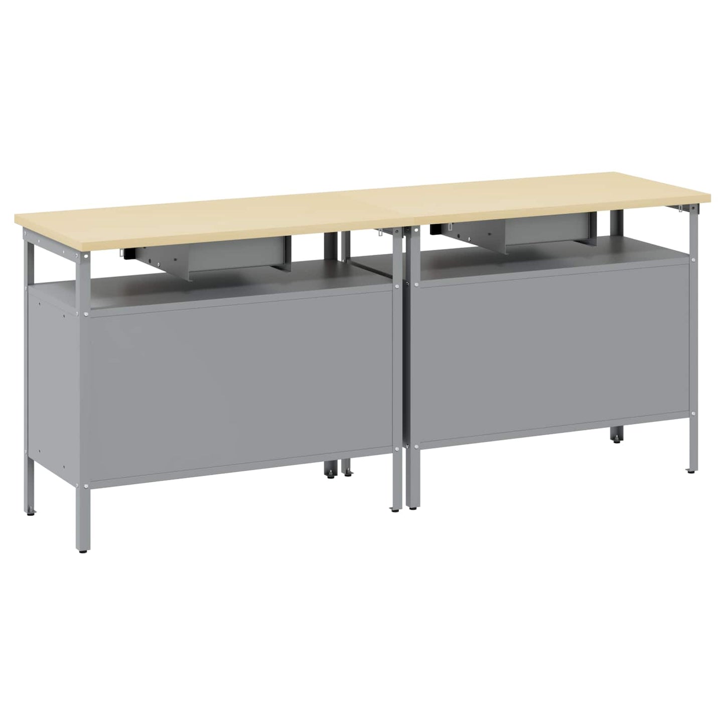 Work Bench Set with Shelf 2 pcs Black and Grey 200 x 55 x 85 cm