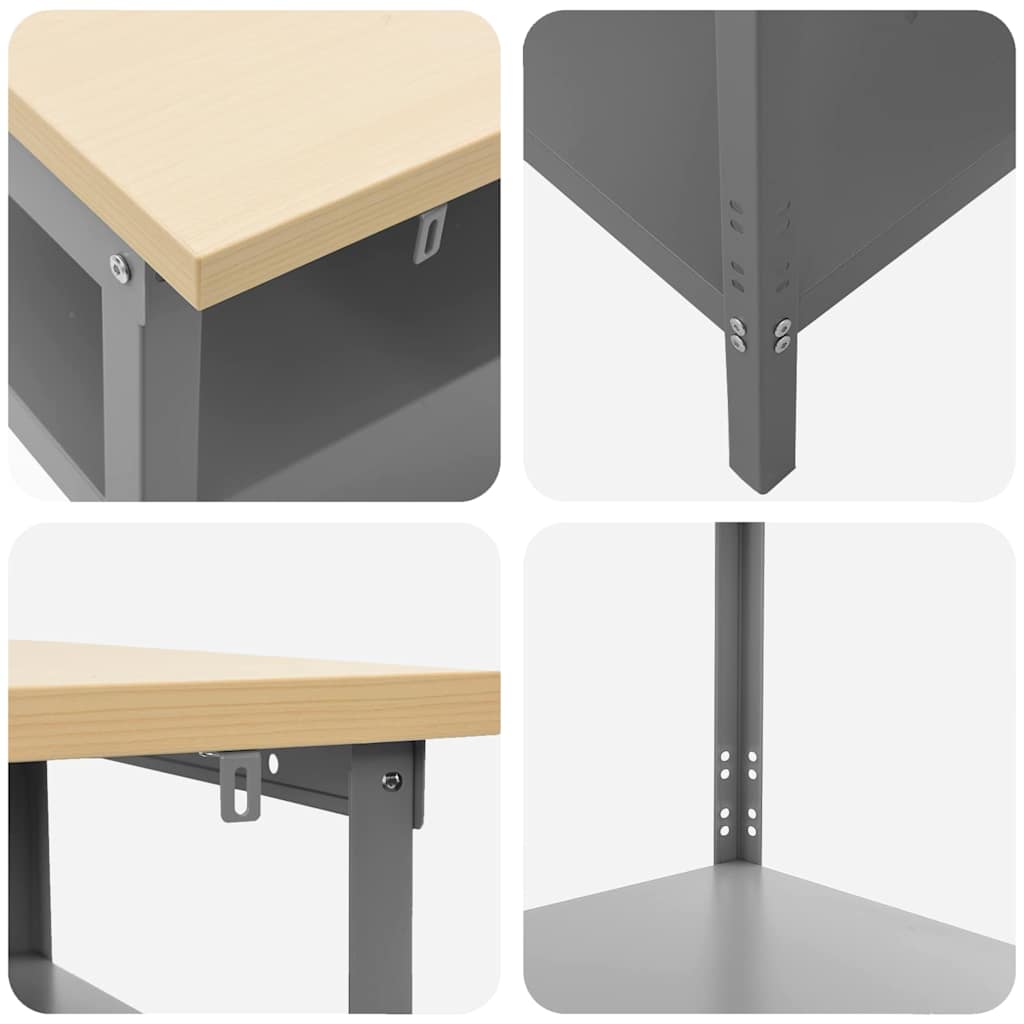 Work Bench Set with Shelf 2 pcs Beige and Grey 200 x 55 x 85 cm