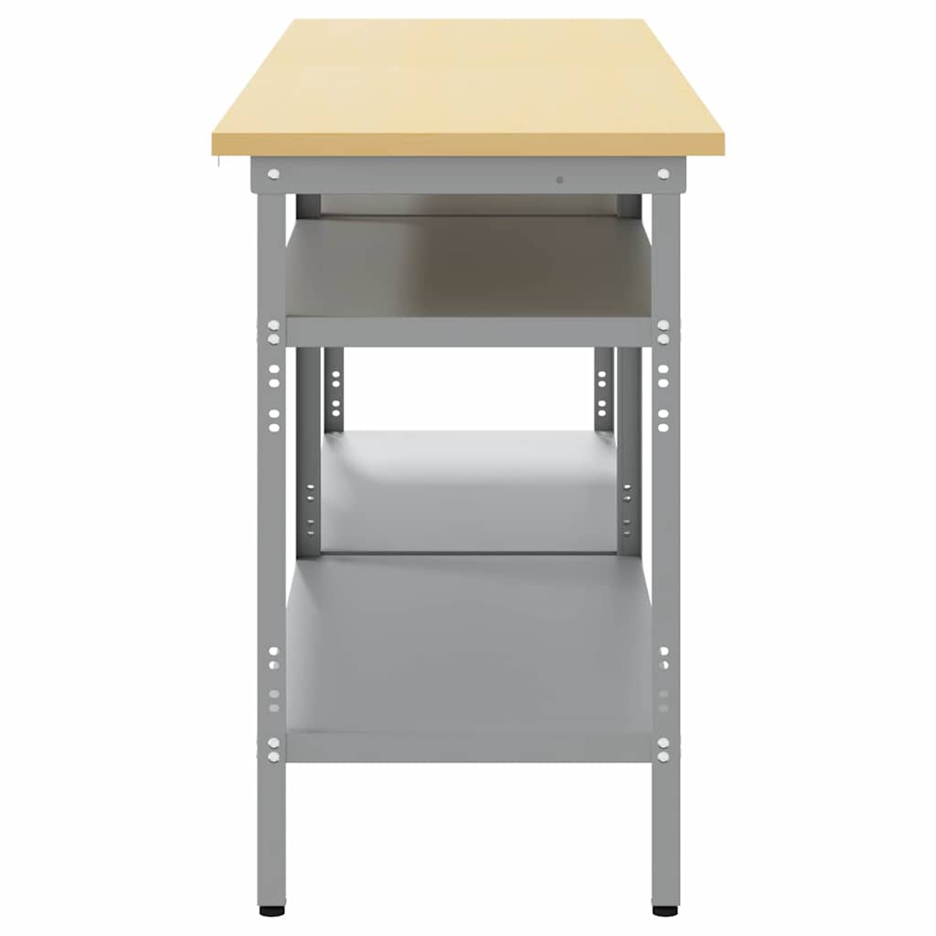 Work Bench Set with Shelf 2 pcs Beige and Grey 200 x 55 x 85 cm