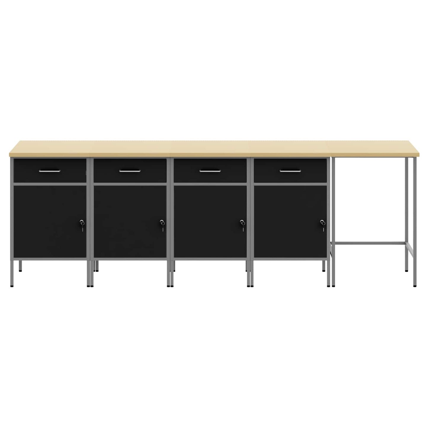 Work Cabinet Set with Drawer with Storage 5 pcs Black and Grey