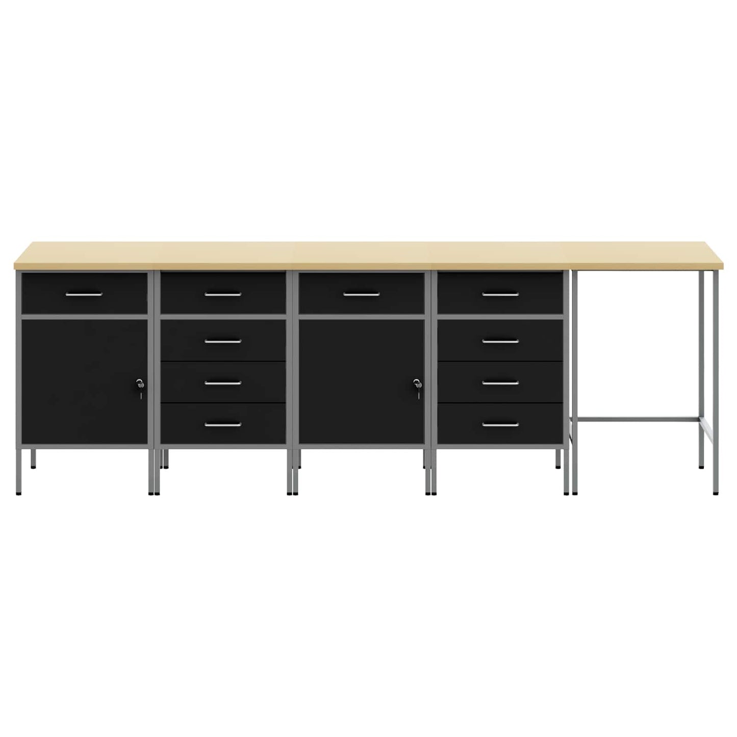 Work Cabinet Set with Drawer with Storage 5 pcs Black and Grey