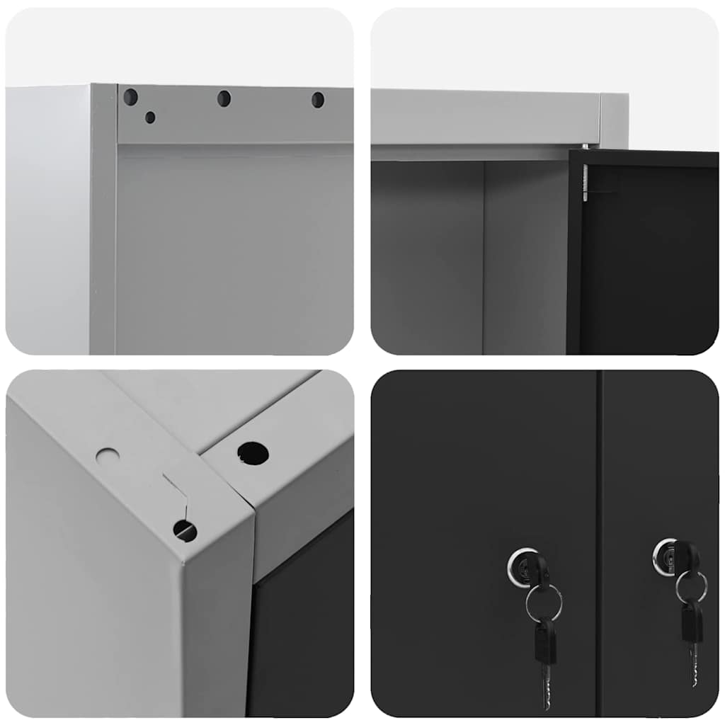 Tool Cabinet Set with Shelf 5 pcs Black Powder-Coated Steel