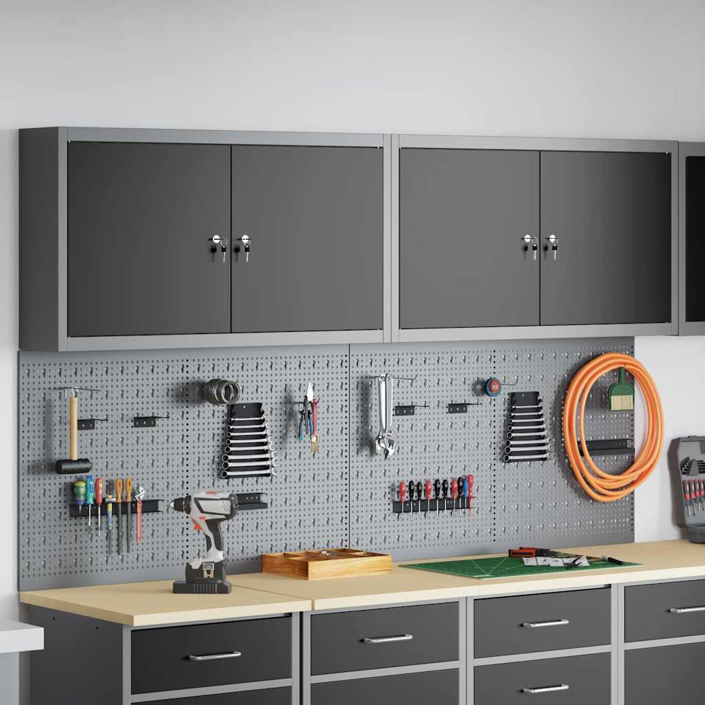 Tool Cabinet Set with Shelf 6 pcs Black Powder-Coated Steel