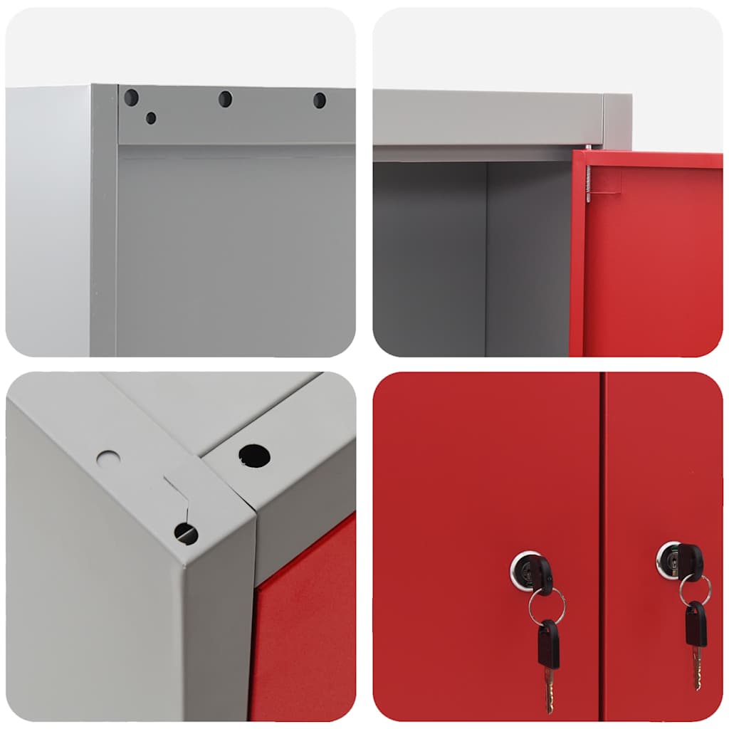 Tool Cabinet Set with Shelf 6 pcs Red Powder-Coated Steel