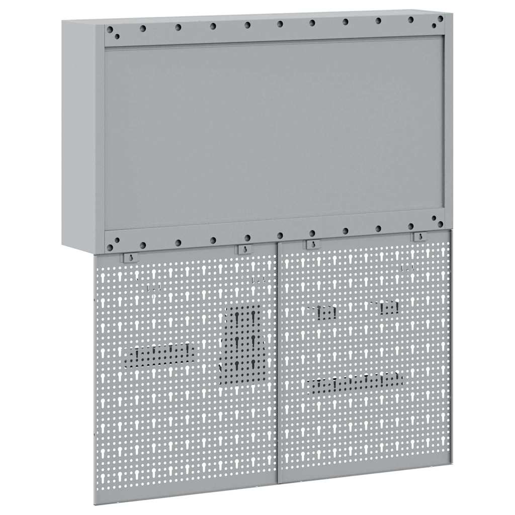 Tool Cabinet Set with Shelf 3 pcs Black Powder-Coated Steel